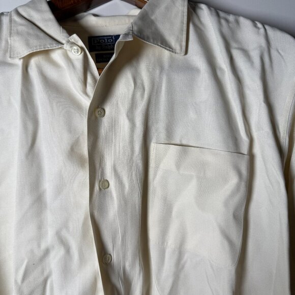 Polo Ralph Lauren Bonnard Mens XXL Button Up Bonnard Silk Blend Off White/Beige - Picture 6 of 6